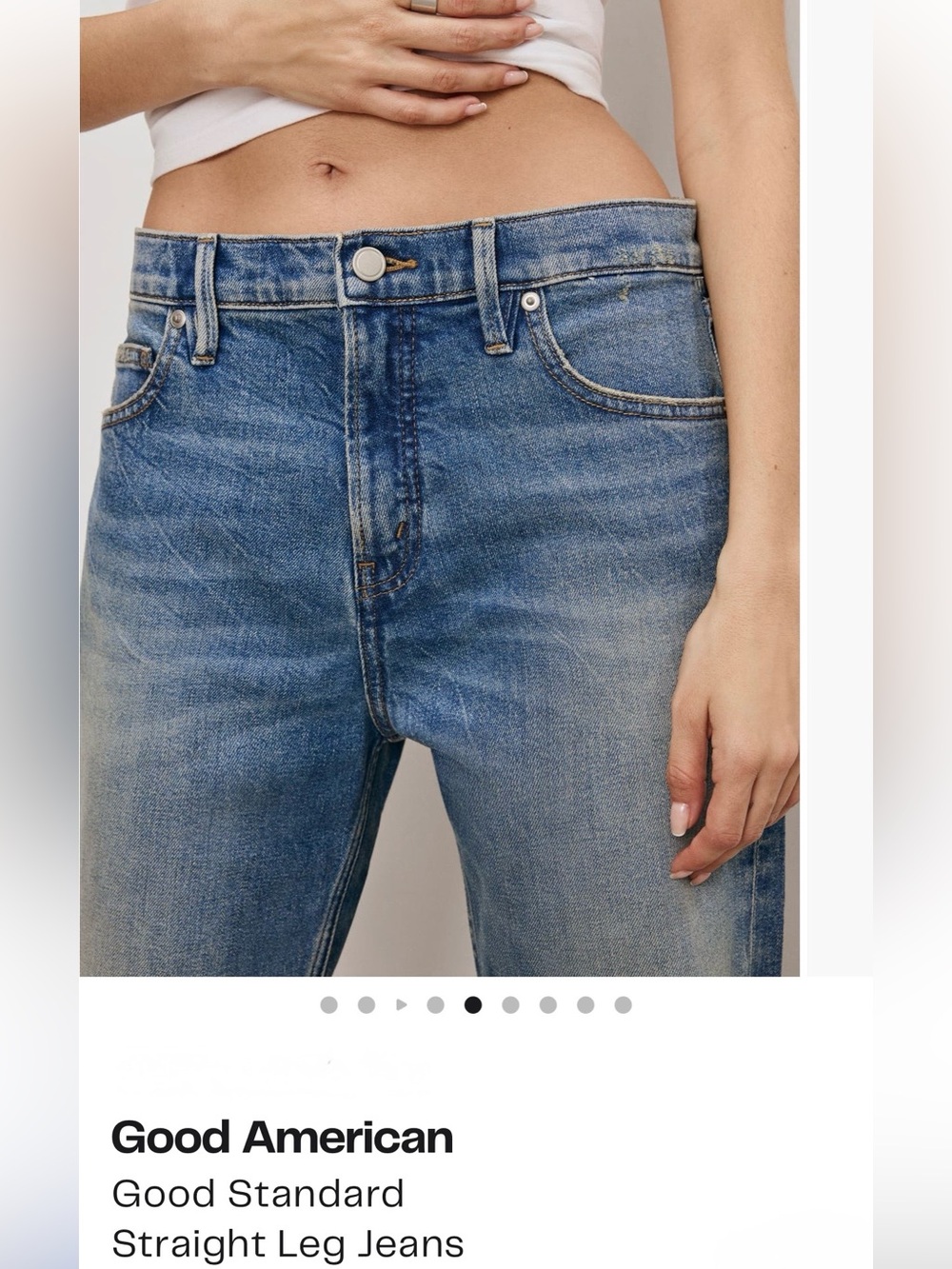 Good American Straight Leg Jeans in Medium Blue Wash